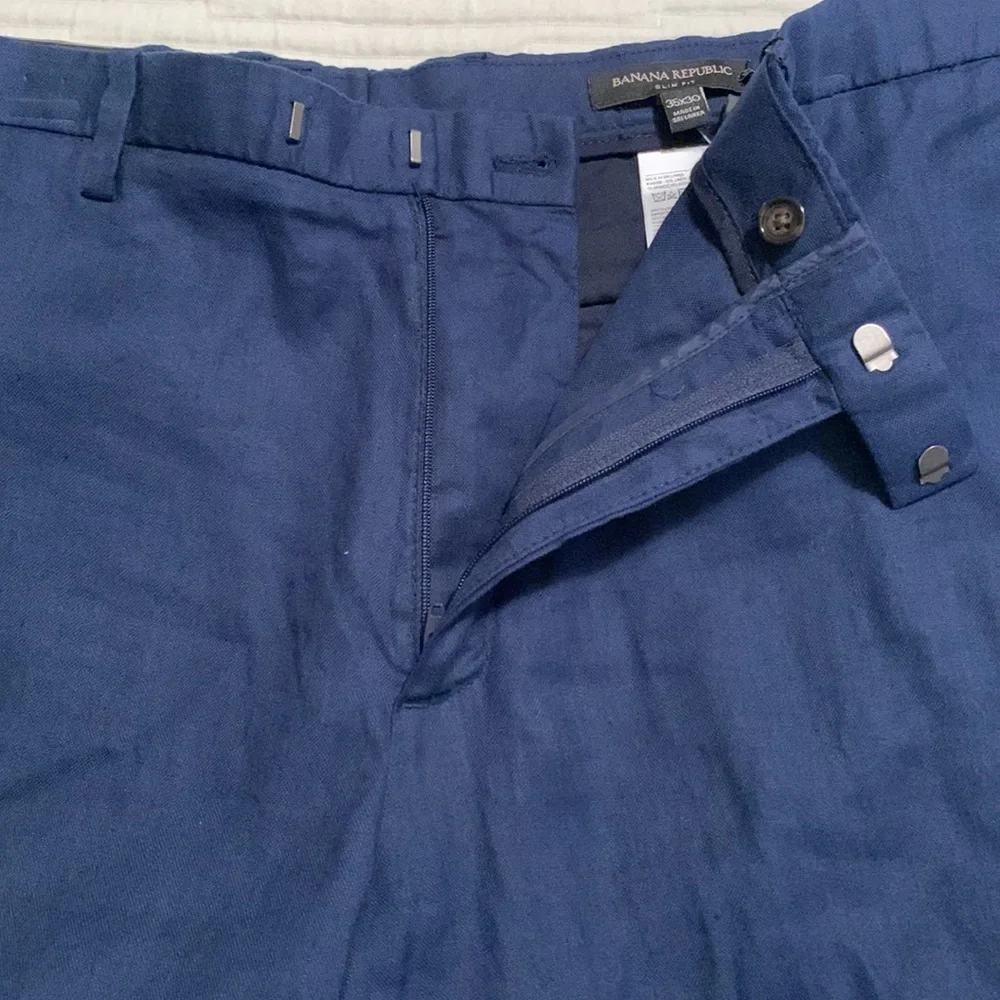 Banana Republic Men Slim Fit Performance Linen Pant 35X30 Navy